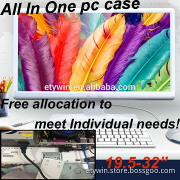 Parts in one pc Wall mount all in one pc built-in all in one pc case 23.6"LED monitor desktop computer without CPU